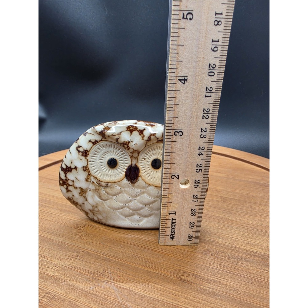 Vintage Glazed Stoneware Owl Figurine Ceramic Animal Decor - Picture 7 of 8